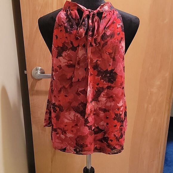 NWT Lost + Wander Floral Halter Blouse - Red and Black Sz Med - Picture 3 of 7